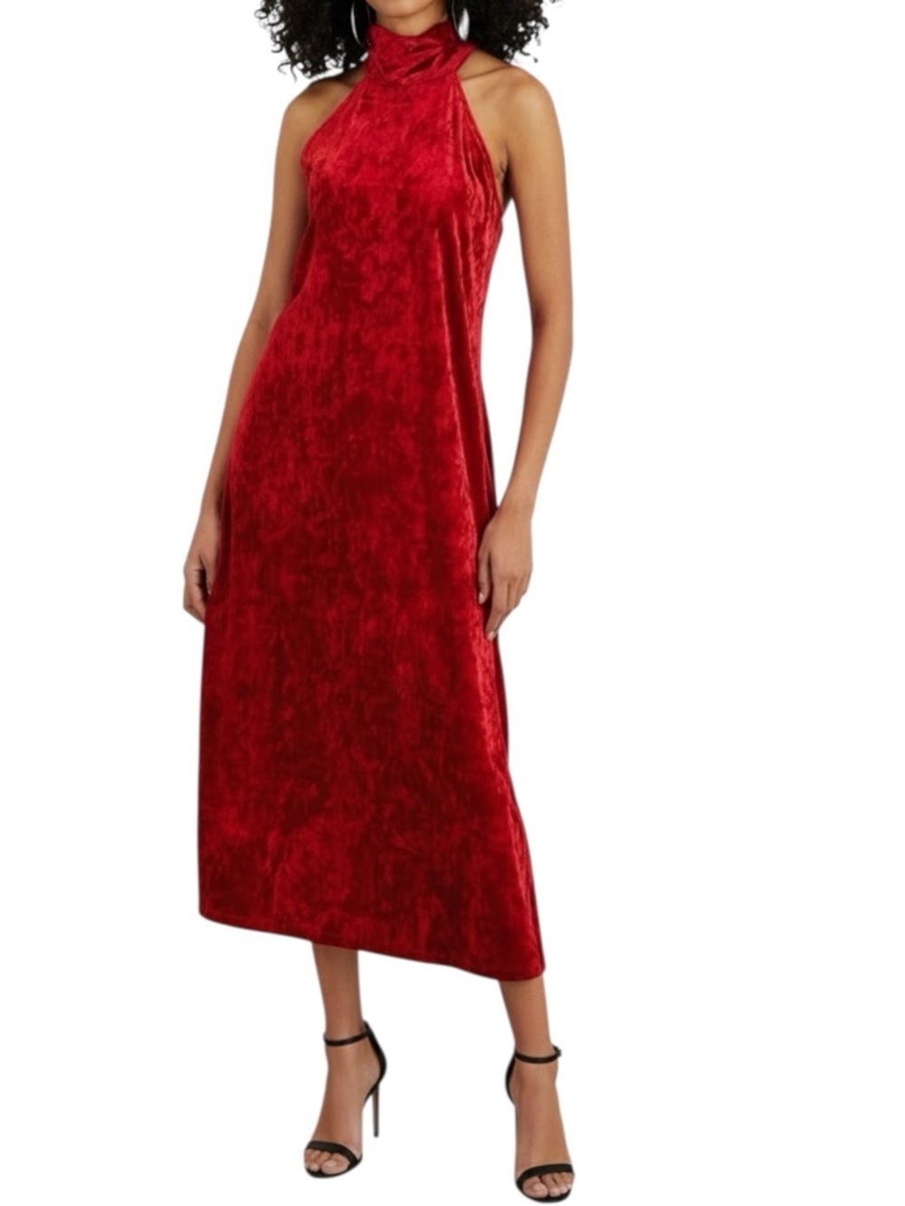 NWT BAR III Velvet Sleeveless Halter Tie Neck Side Slit Dress Size Medium